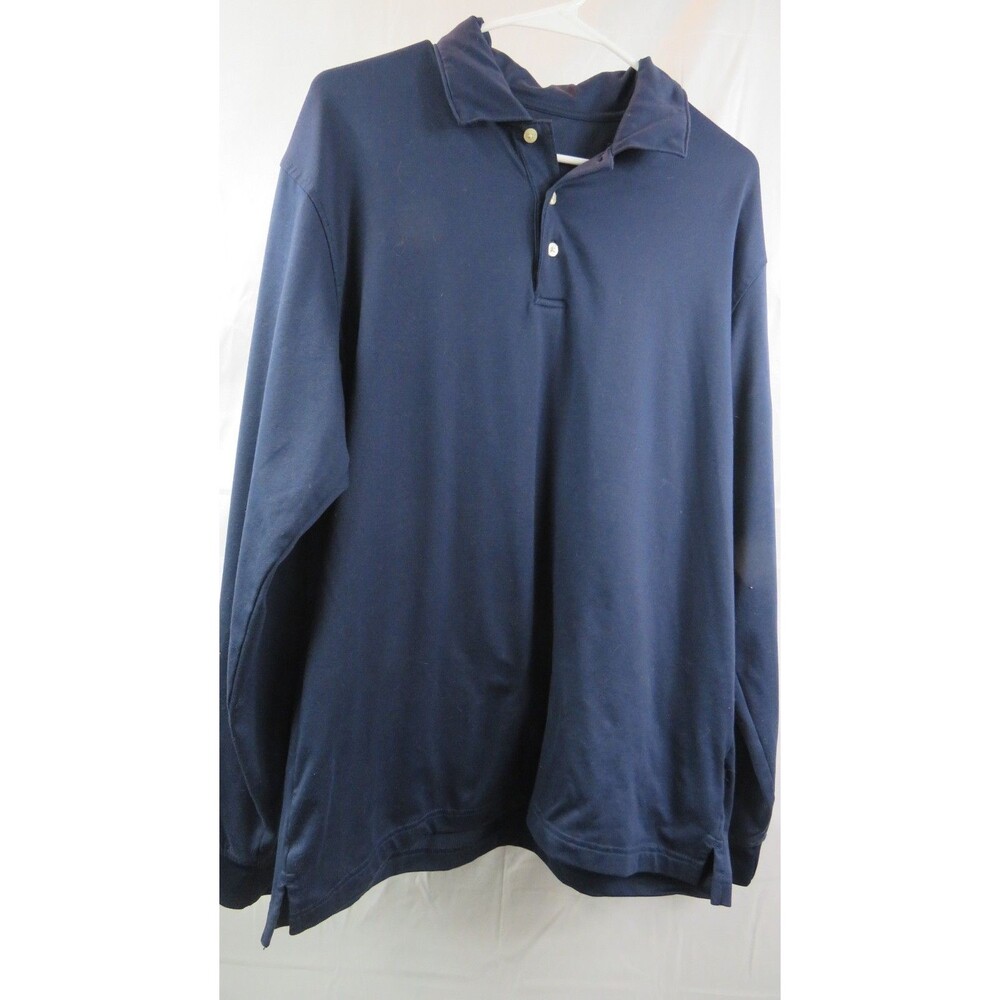 Bolle Golf Long Sleeve Polo Shirt Medium Blue 1/4 Button - Navy Blue